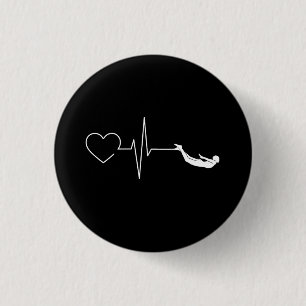 Swimming Heartbeat 3 Cm Round Badge