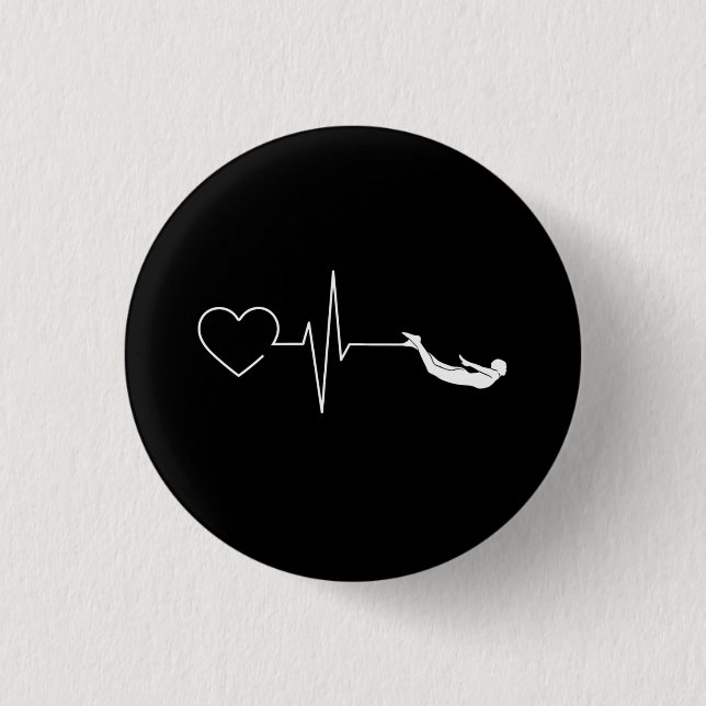 Swimming Heartbeat 3 Cm Round Badge (Front)