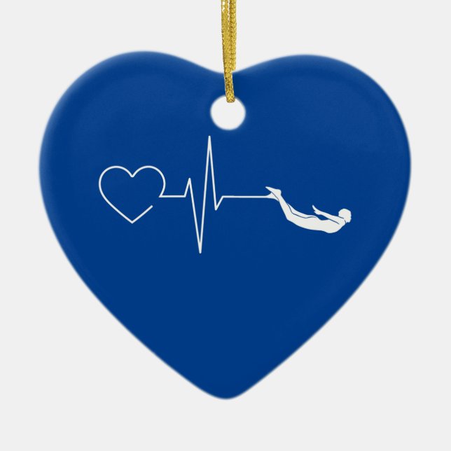 Swimming Heartbeat Ceramic Tree Decoration (Front)