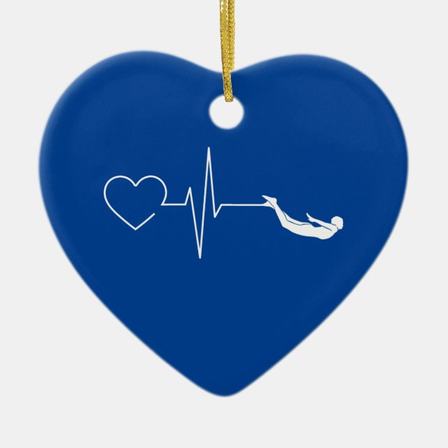 Swimming Heartbeat Ceramic Tree Decoration (Front)