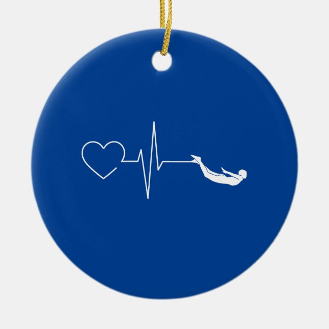 Swimming Heartbeat Ceramic Tree Decoration (Front)