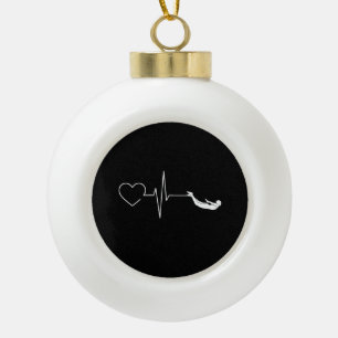 Swimming Heartbeat Gift for Swimmers Ceramic Ball Christmas Ornament