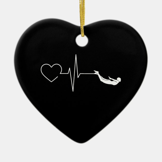Swimming Heartbeat Gift for Swimmers Ceramic Tree Decoration (Front)