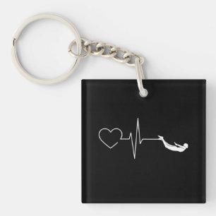 Swimming Heartbeat Gift for Swimmers Key Ring