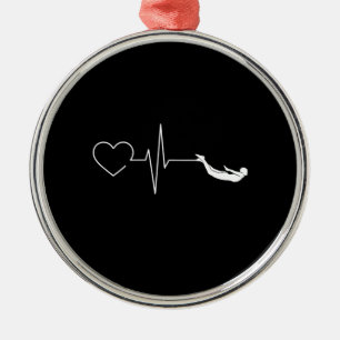 Swimming Heartbeat Gift for Swimmers Metal Tree Decoration