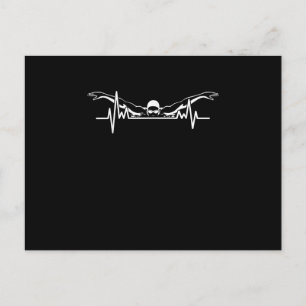 Swimming Heartbeat Swim Team Swimmer Women Girls Announcement Postcard