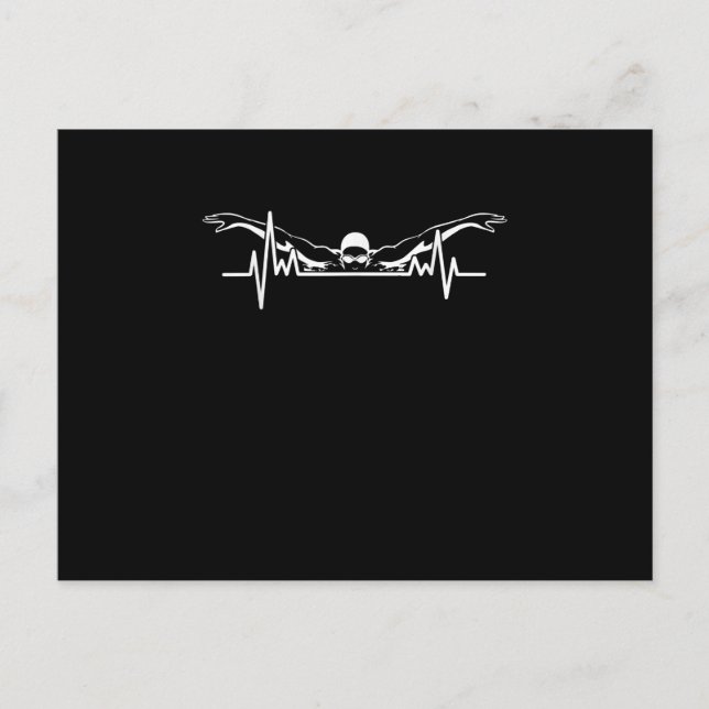 Swimming Heartbeat Swim Team Swimmer Women Girls Announcement Postcard (Front)