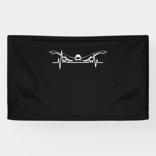 Swimming Heartbeat Swim Team Swimmer Women Girls Banner (Horizontal)