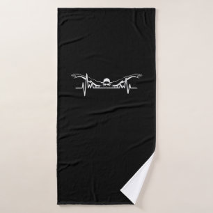 Swimming Heartbeat Swim Team Swimmer Women Girls Bath Towel