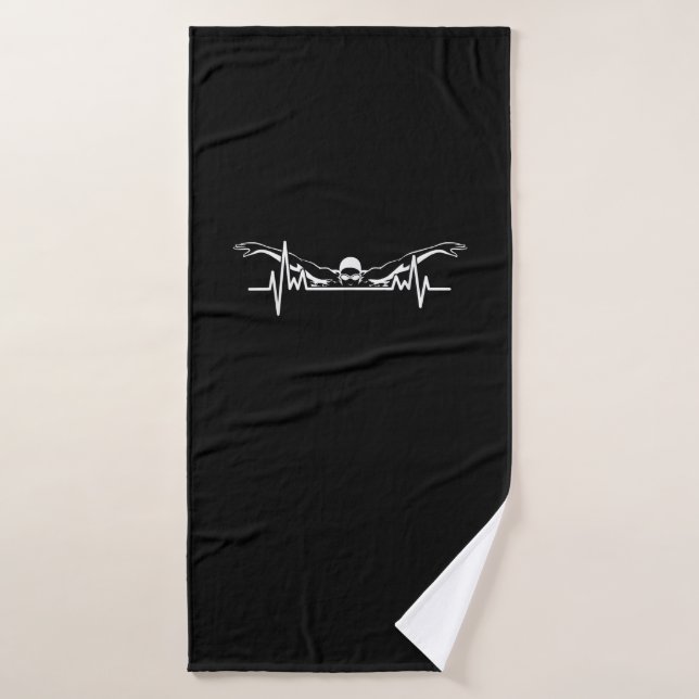 Swimming Heartbeat Swim Team Swimmer Women Girls Bath Towel (Bath Towel)