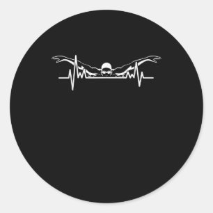 Swimming Heartbeat Swim Team Swimmer Women Girls Classic Round Sticker