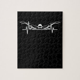 Swimming Heartbeat Swim Team Swimmer Women Girls Jigsaw Puzzle