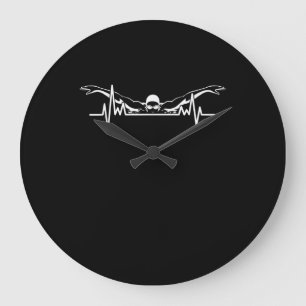Swimming Heartbeat Swim Team Swimmer Women Girls Large Clock