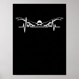 Swimming Heartbeat Swim Team Swimmer Women Girls Poster