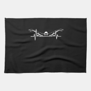 Swimming Heartbeat Swim Team  Swimmer Women Girls Tea Towel