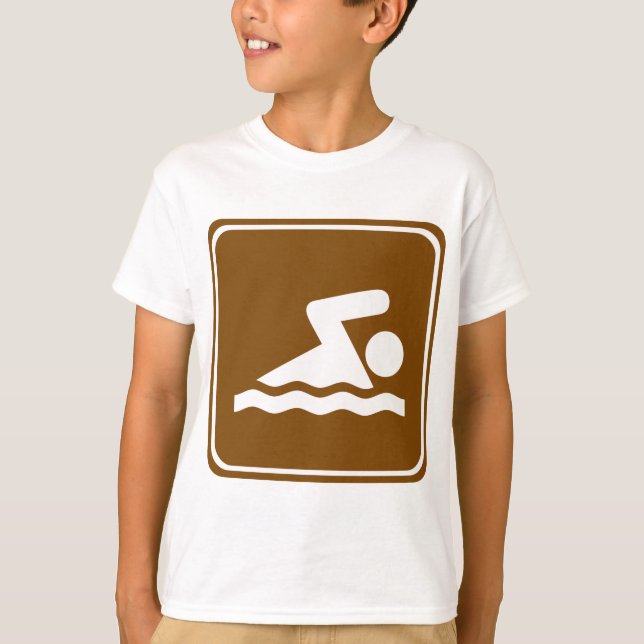 Swimming Highway Sign T-Shirt (Front)