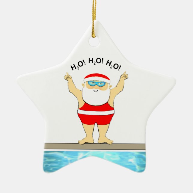 Swimming Holiday Gifts Ceramic Tree Decoration (Front)