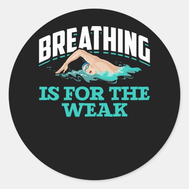 Swimming Humour Funny Swimmer Classic Round Sticker (Front)