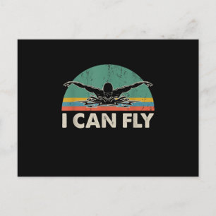 Swimming I Can Fly Funny Swimming Gifts Announcement Postcard