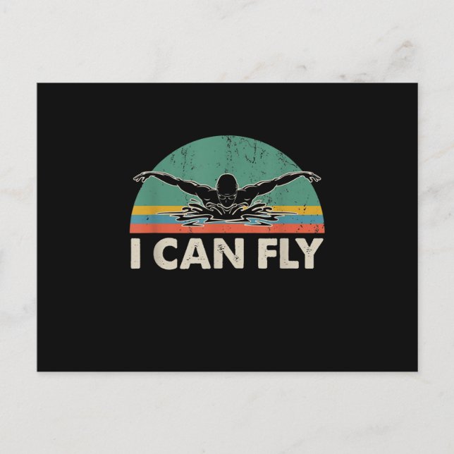 Swimming I Can Fly Funny Swimming Gifts Announcement Postcard (Front)
