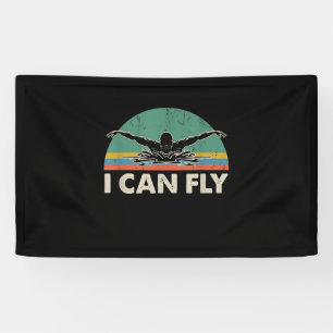 Swimming I Can Fly Funny Swimming Gifts Banner