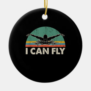 Swimming I Can Fly Funny Swimming Gifts Ceramic Tree Decoration