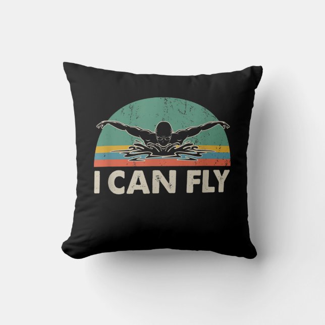 Swimming I Can Fly Funny Swimming Gifts Cushion (Front)