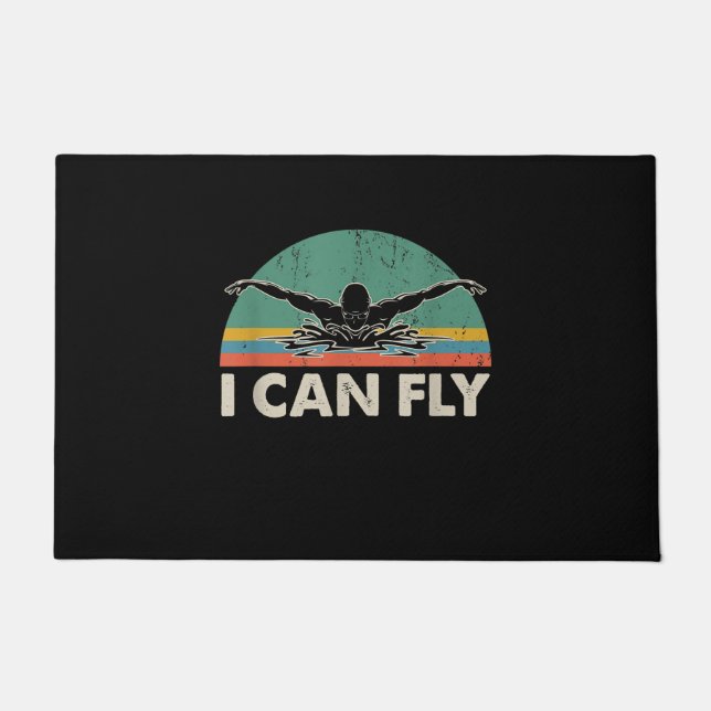 Swimming I Can Fly Funny Swimming Gifts Doormat (Front)