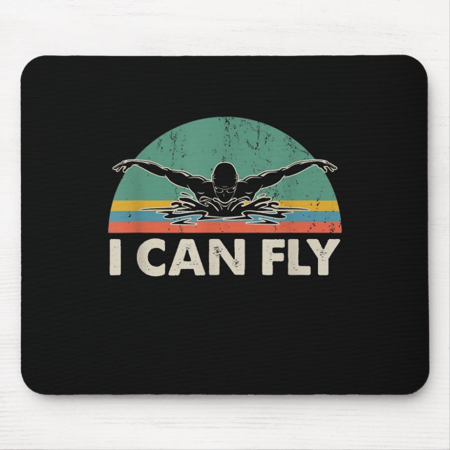 Swimming I Can Fly Funny Swimming Gifts Mouse Mat (Front)