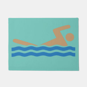 Swimming icon in colour doormat