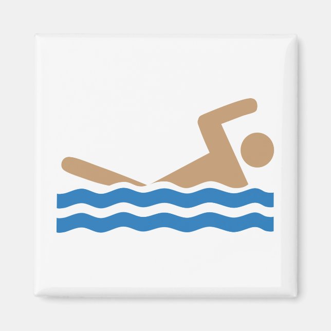 Swimming icon pictograph in colour magnet (Front)