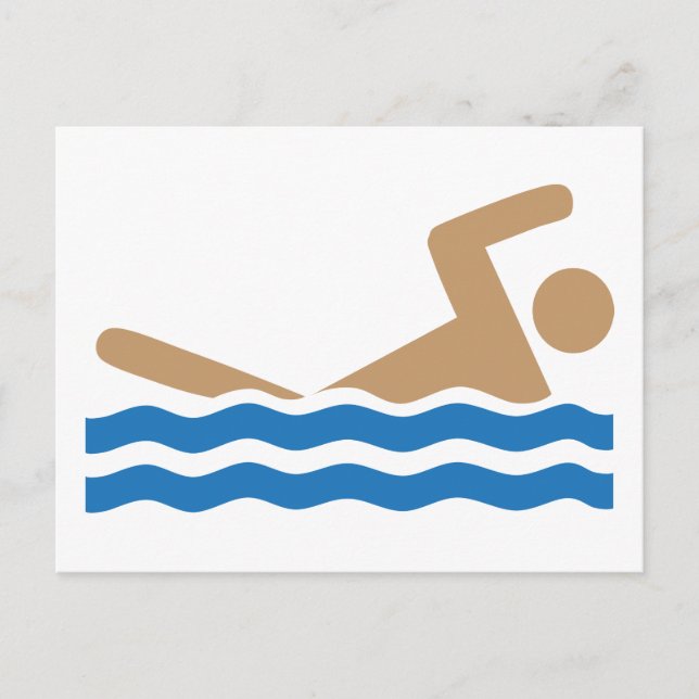Swimming icon pictograph in colour postcard (Front)