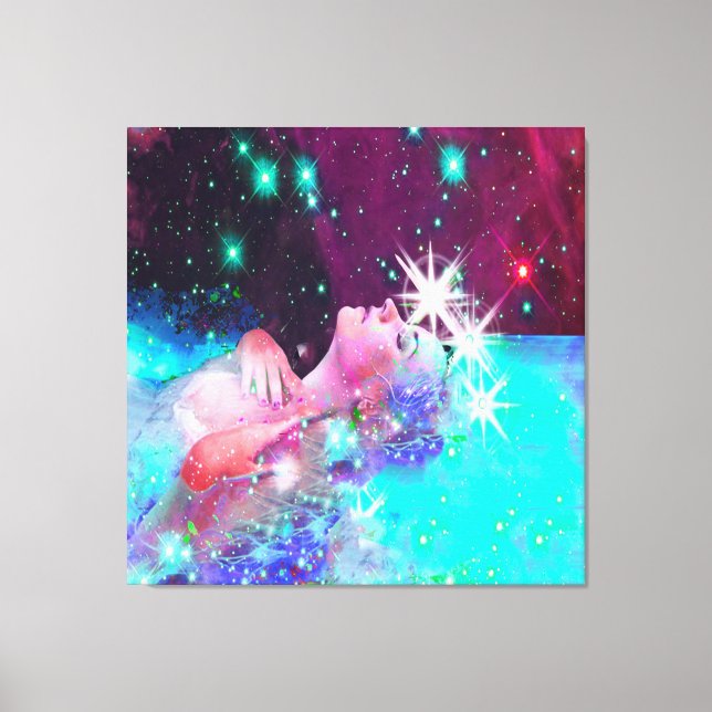 Swimming in a cosmic dream canvas print (Front)