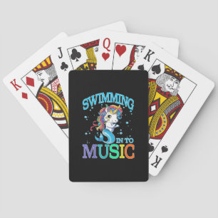 Swimming Into Music Unicorn Mermaid T-Shirt Playing Cards