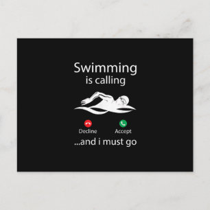 Swimming Is Calling Decline Accept & I Must Go Invitation Postcard