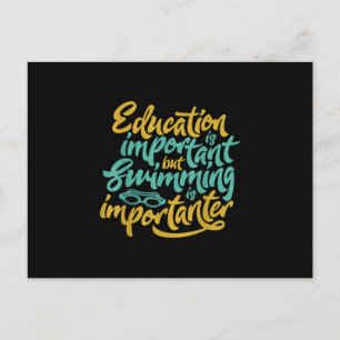 Swimming Is Importanter Funny Swimmers Lover Gift Announcement Postcard