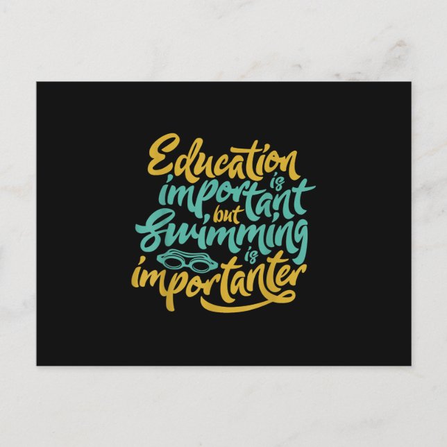 Swimming Is Importanter Funny Swimmers Lover Gift Announcement Postcard (Front)