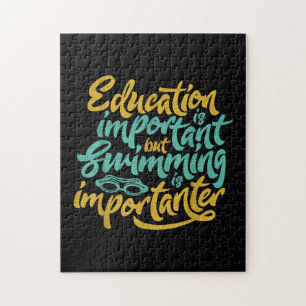 Swimming Is Importanter Funny Swimmers Lover Gift Jigsaw Puzzle