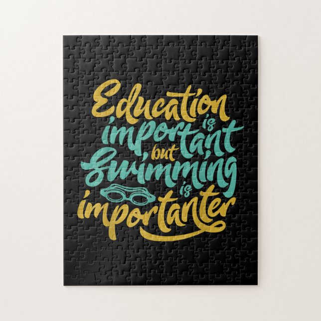 Swimming Is Importanter Funny Swimmers Lover Gift Jigsaw Puzzle (Vertical)