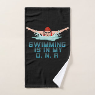 Swimming Is My DNA Swimming Lover Funny Swimmer Hand Towel