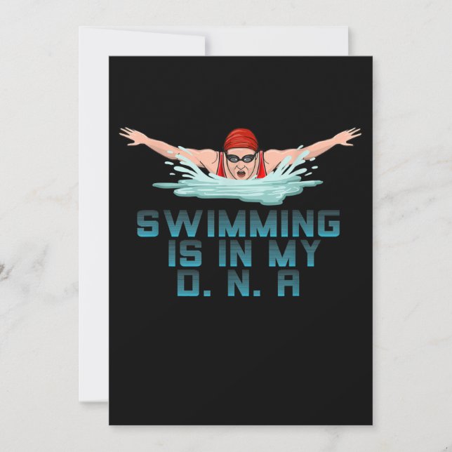 Swimming Is My DNA Swimming Lover Funny Swimmer Holiday Card (Front)