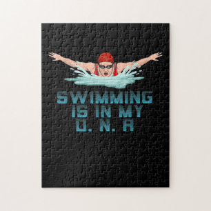 Swimming Is My DNA Swimming Lover Funny Swimmer Jigsaw Puzzle