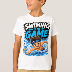 Swimming Is My Game Cute Kawaii Sports Design T-Shirt