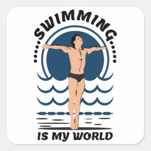 Swimming is My World - Swimmer in Speedo Square Sticker
