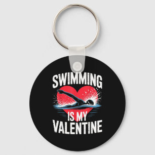 Swimming is valentine swimmer funny sports key ring