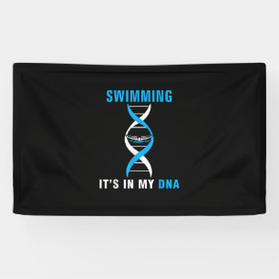 Swimming Its In My DNA Funny SwimerSwim Cool Love Banner
