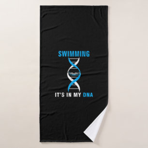Swimming Its In My DNA Funny SwimerSwim Cool Love Bath Towel