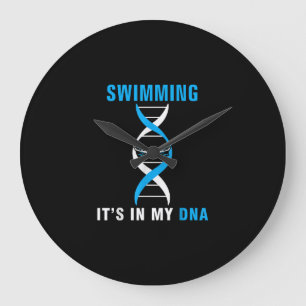 Swimming Its In My DNA Funny SwimerSwim Cool Love Large Clock