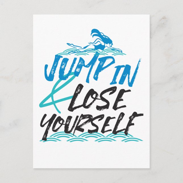 Swimming Jumping and Fun Quotes Design Postcard (Front)
