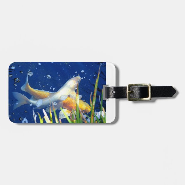 swimming koi carp luggage tag (Front Horizontal)